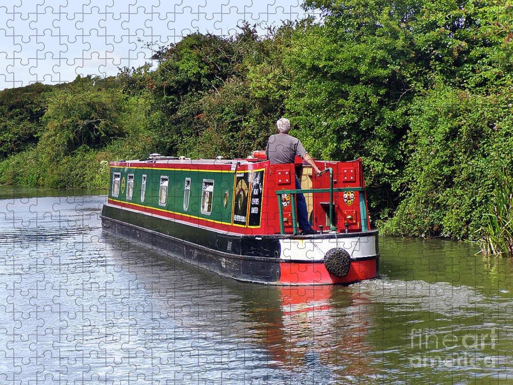 Canal Jigsaw Puzzle featuring the photograph Canal Boat by Terri Waters
