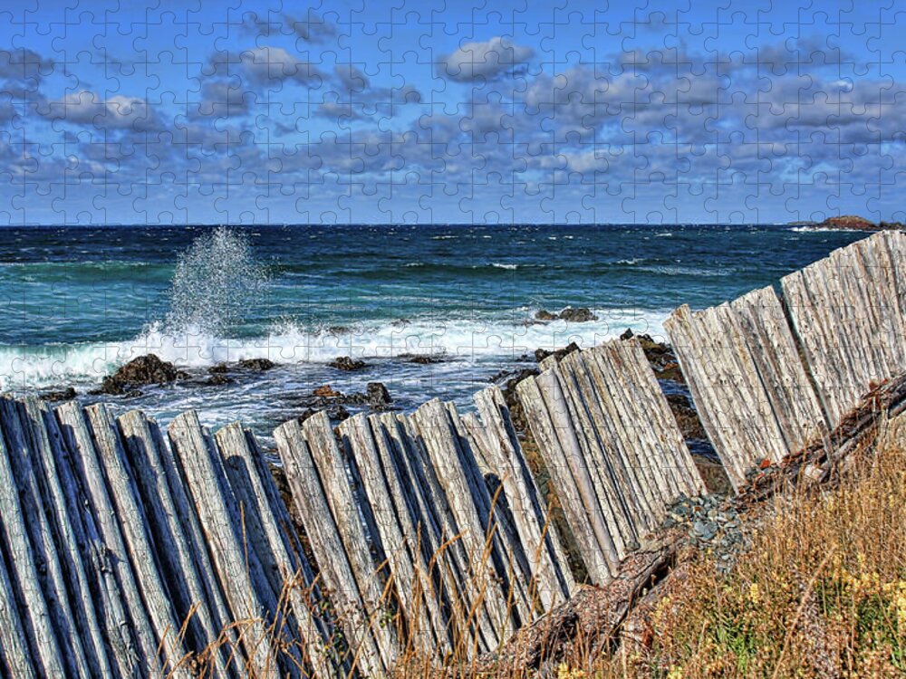 Cape Bonavista Jigsaw Puzzle featuring the photograph Cape Bonavista coastline fence 3 by Tatiana Travelways