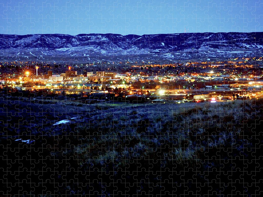 Casper Jigsaw Puzzle featuring the photograph Casper, Wyoming dusk by Chance Kafka
