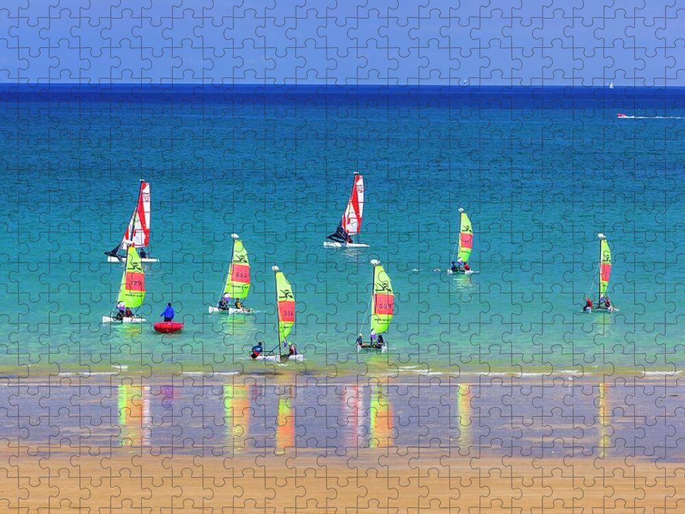 Estock Jigsaw Puzzle featuring the digital art Catamarans by Olimpio Fantuz