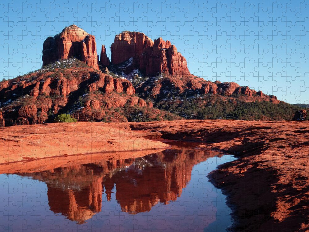 Sedona Jigsaw Puzzle featuring the photograph Cathedral Rock Reflection II by Terry Ann Morris
