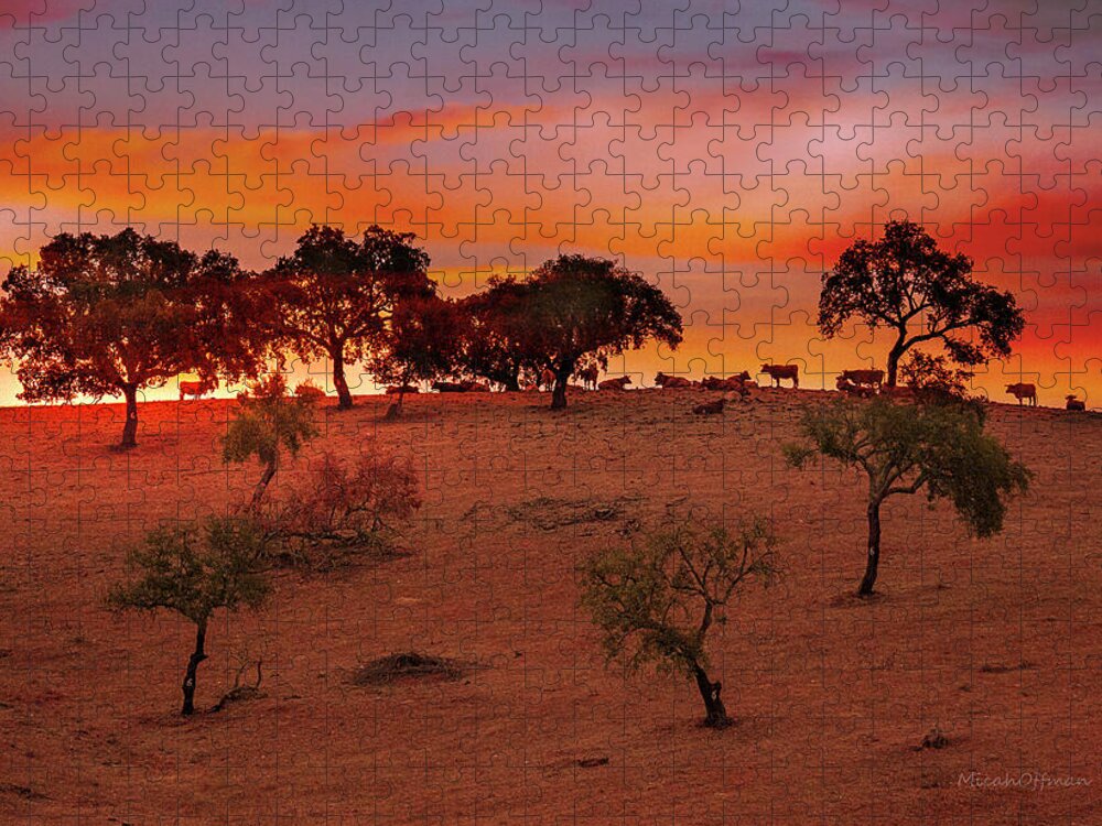 Cattle Jigsaw Puzzle featuring the photograph Cattle at dusk by Micah Offman