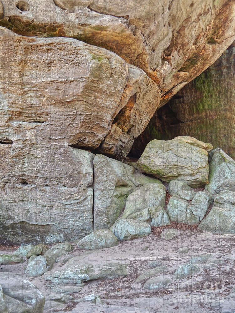Cliff Jigsaw Puzzle featuring the photograph Cave In A Cliff by Phil Perkins