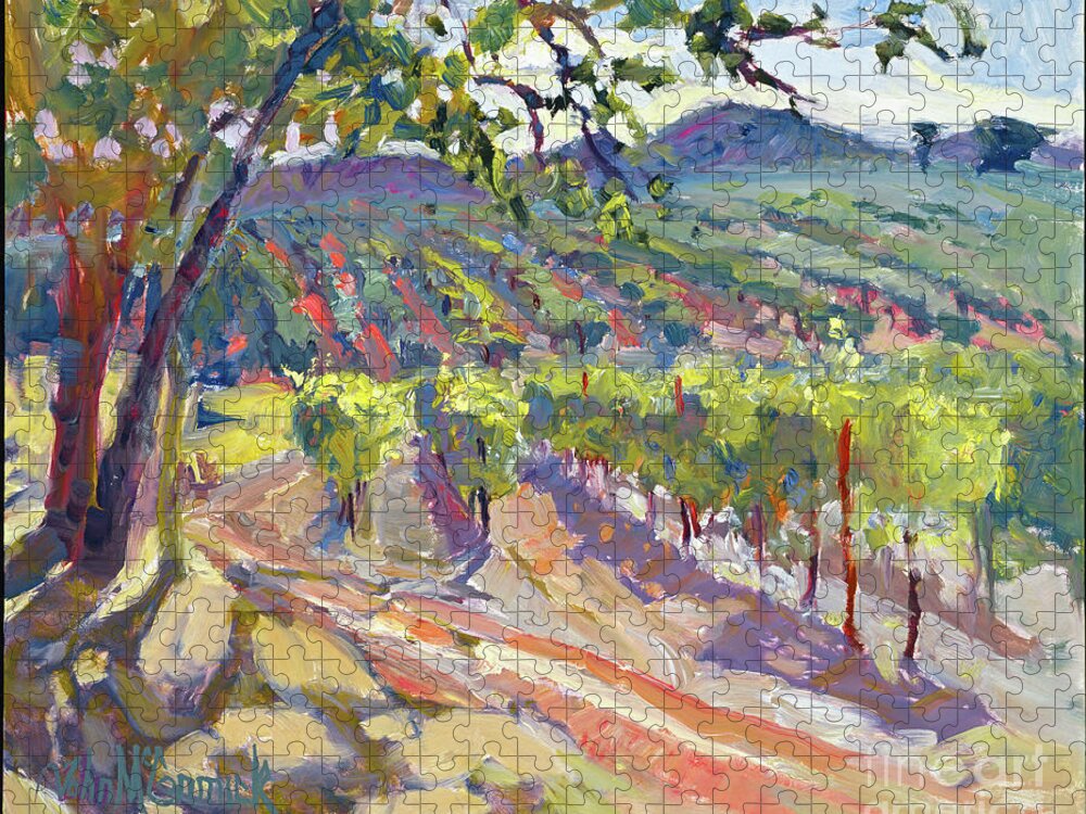 Vineyard Jigsaw Puzzle featuring the painting Chalk Hill Vineyard by John McCormick