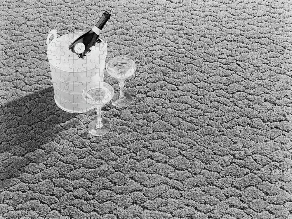 Champagne Jigsaw Puzzle featuring the photograph Champagne In Ice Bucket With Glasses by Tom Kelley Archive
