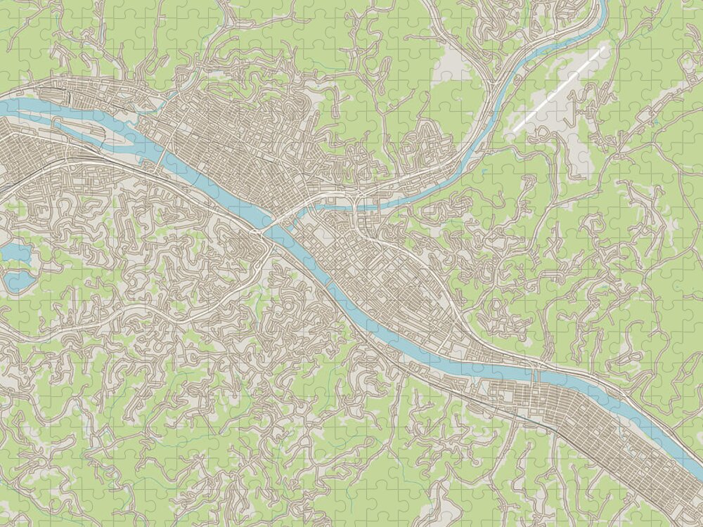 Charleston Jigsaw Puzzle featuring the digital art Charleston West Virginia US City Street Map by Frank Ramspott