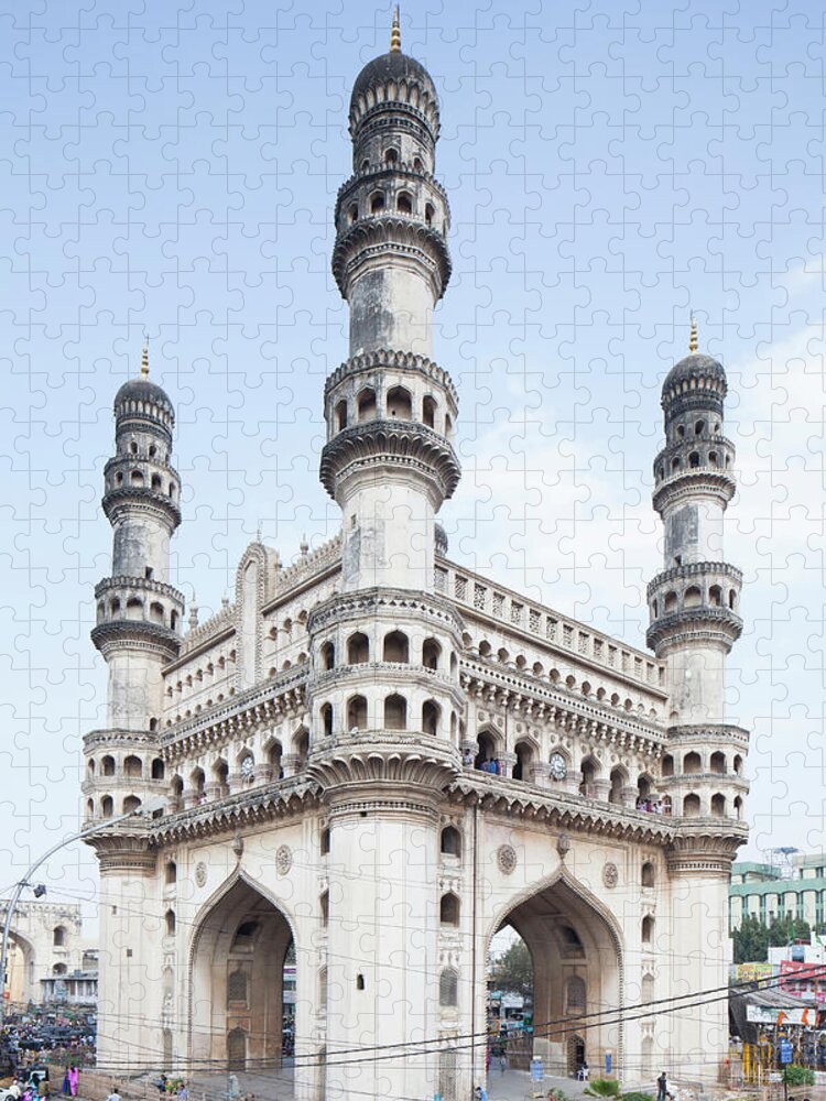 Arch Jigsaw Puzzle featuring the photograph Charminar Monument In Hyderabad by Jasper James