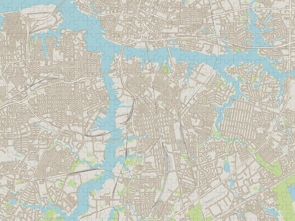 Chesapeake Jigsaw Puzzle featuring the digital art Chesapeake Virginia US City Street Map by Frank Ramspott