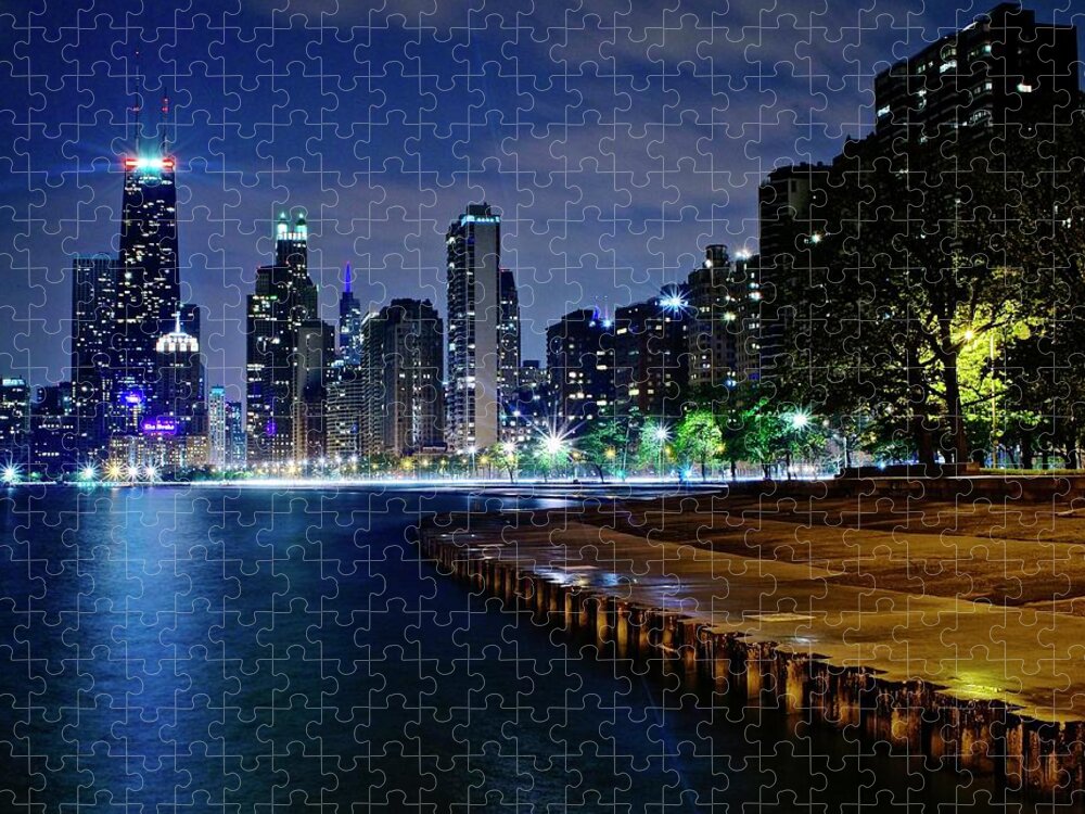 Chicago Jigsaw Puzzle featuring the photograph Chicago at Lake Michigan by Frozen in Time Fine Art Photography