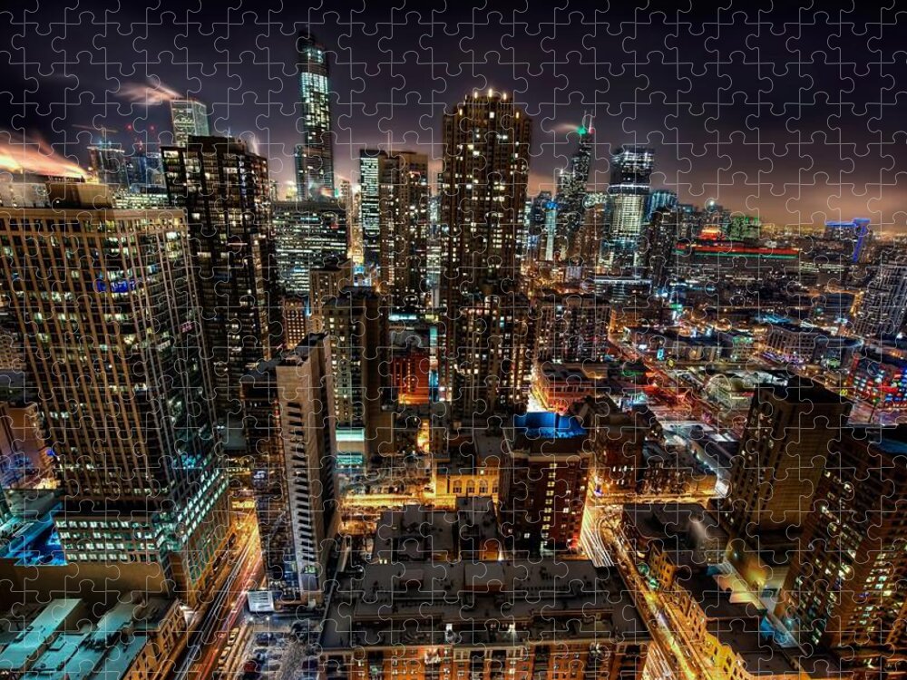 Outdoors Jigsaw Puzzle featuring the photograph Chicago Cityscape by Photo Taken By Chad M. Connell