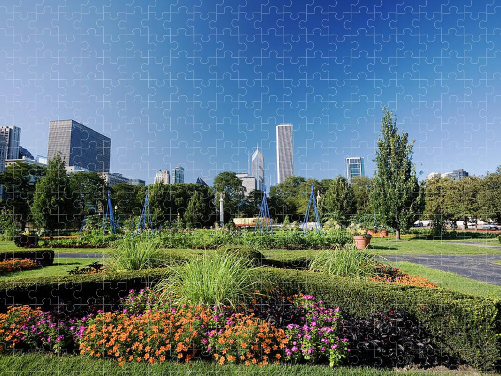 Flowerbed Jigsaw Puzzle featuring the photograph Chicago From Grant Park by Stevegeer