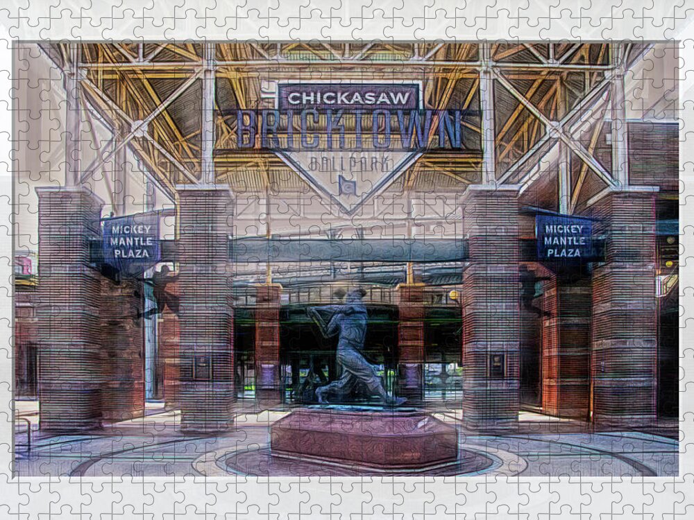 Dodgers Jigsaw Puzzle featuring the photograph Chickasaw Ballpark - Bricktown - O K C by Debra Martz