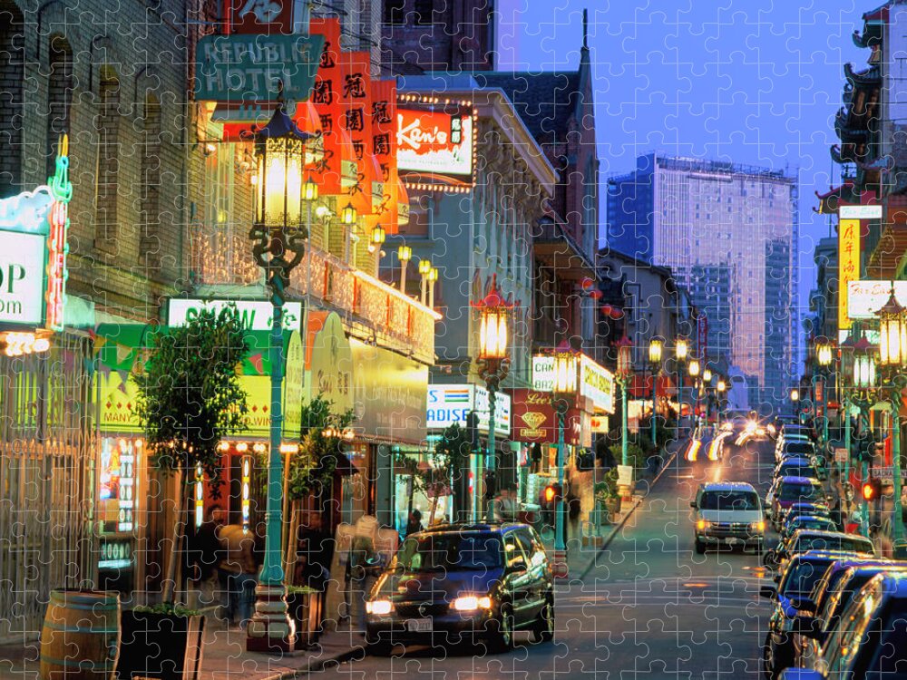 Estock Jigsaw Puzzle featuring the digital art China Town In San Francisco by Heeb Photos