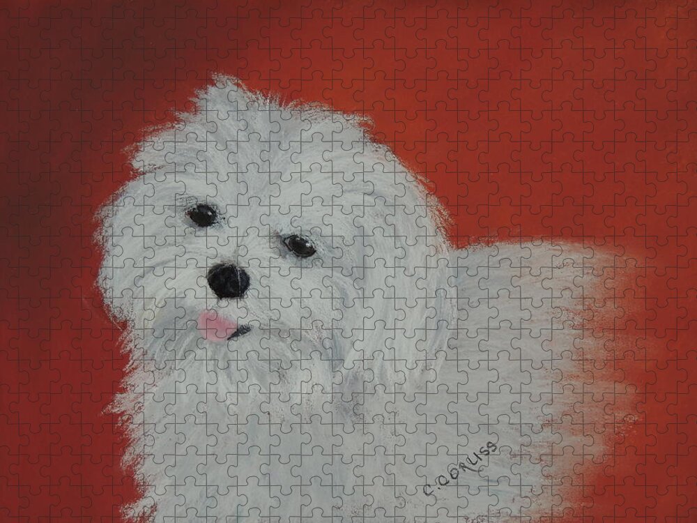 Dog Jigsaw Puzzle featuring the pastel Chloe's Angel by Carol Corliss