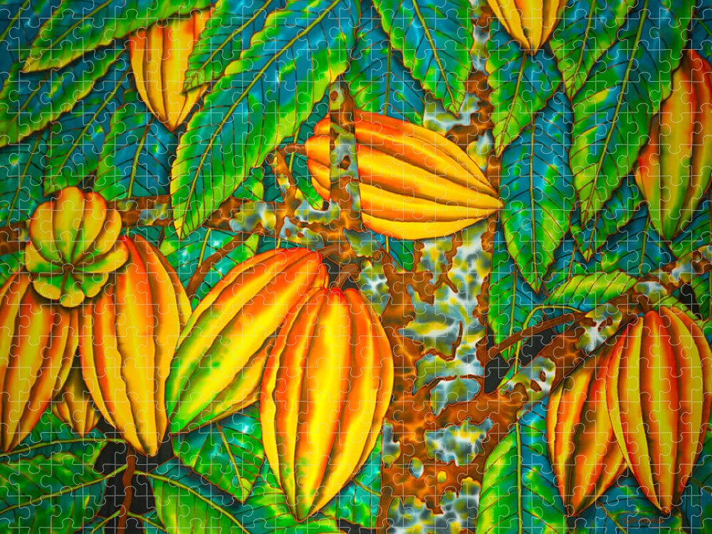 Cacao Pod Jigsaw Puzzle featuring the painting Chocolat St. Lucia by Daniel Jean-Baptiste