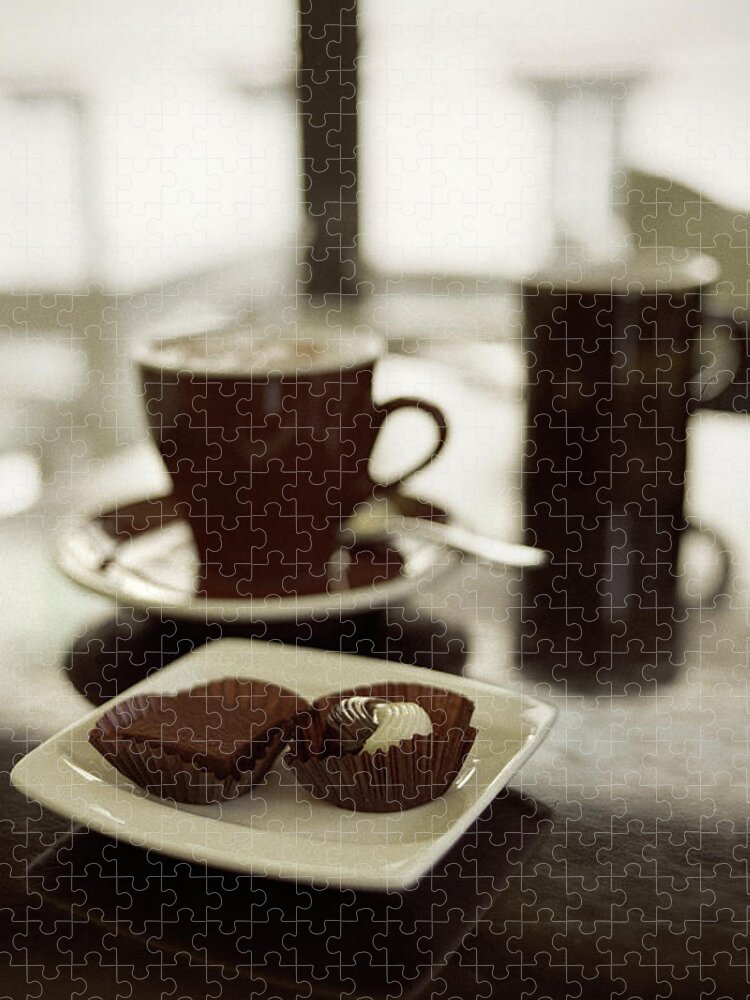 Temptation Jigsaw Puzzle featuring the photograph Chocolate And Coffee by Photo By Dylan Goldby At Welkinlight Photography