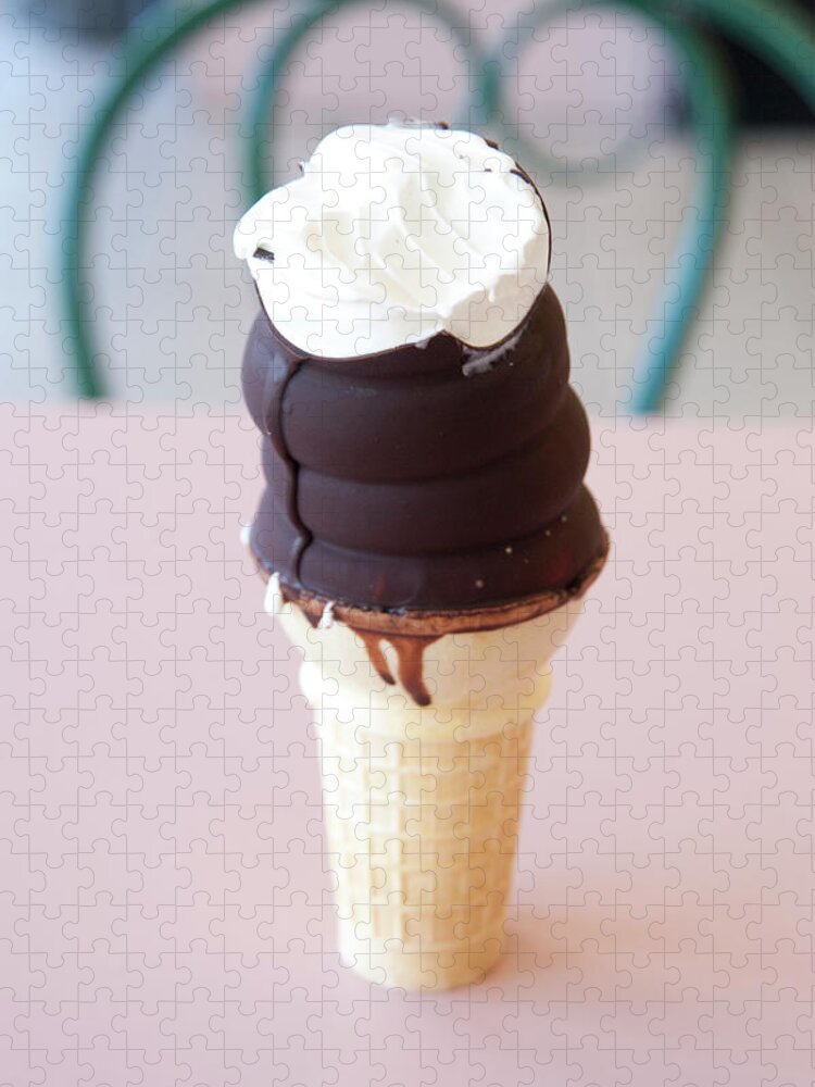 Close-up Jigsaw Puzzle featuring the photograph Chocolate Dipped Ice Cream Cone by Marlene Ford