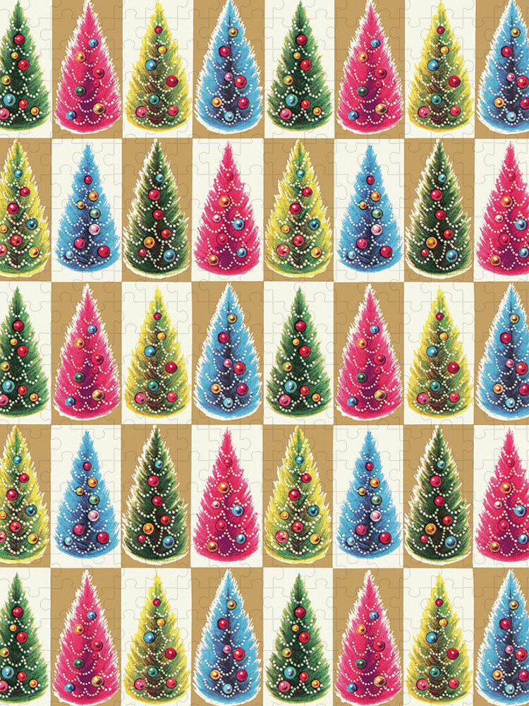 Background Jigsaw Puzzle featuring the drawing Christmas Tree Pattern by CSA Images