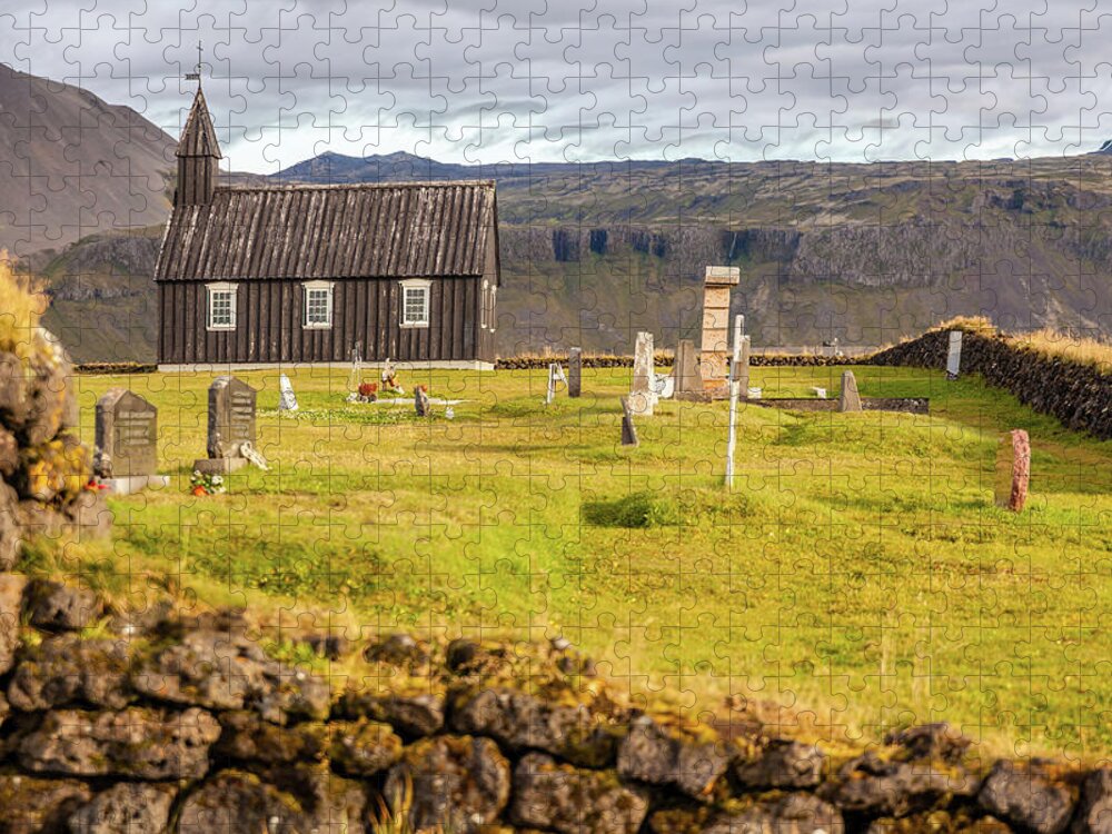 Church Jigsaw Puzzle featuring the photograph Church Cemetery of Iceland by David Letts