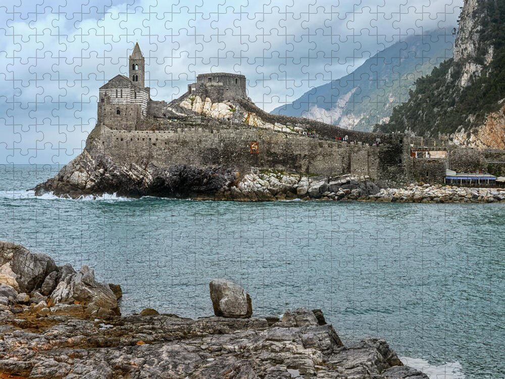 Joan Carroll Jigsaw Puzzle featuring the photograph Church of St Peter Portovenere Italy by Joan Carroll