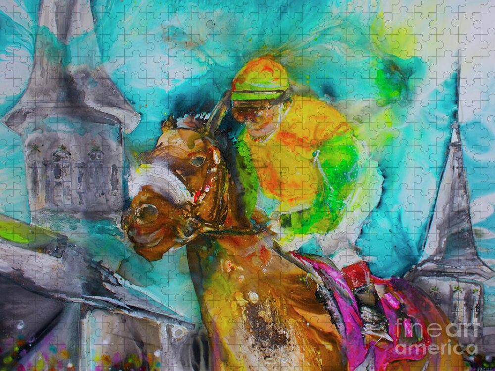 Churchill Downs Jigsaw Puzzle featuring the painting Churchill by Kasha Ritter