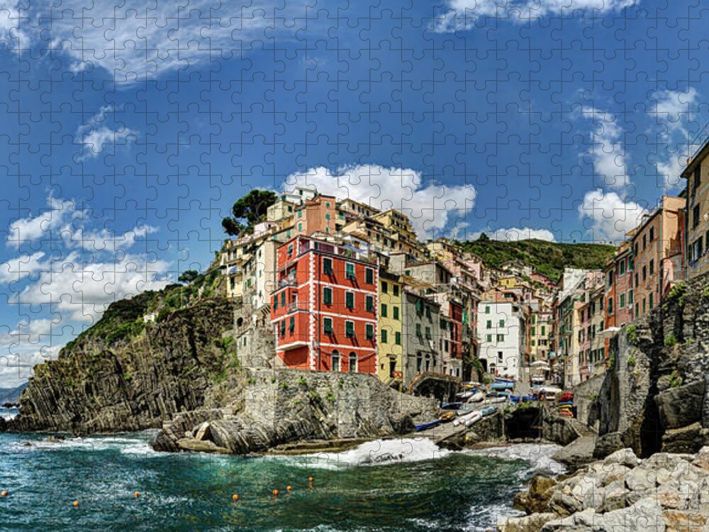 Riomaggiore Jigsaw Puzzle featuring the photograph Cinque Terre - View of Riomaggiore by Weston Westmoreland