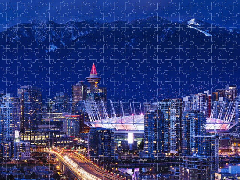 Outdoors Jigsaw Puzzle featuring the photograph City View With Bc Place Stadium by Walter Bibikow