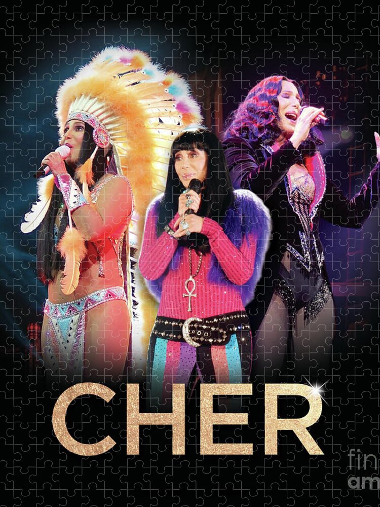 Cher Jigsaw Puzzle featuring the digital art Classic Cher Trio by Cher Style