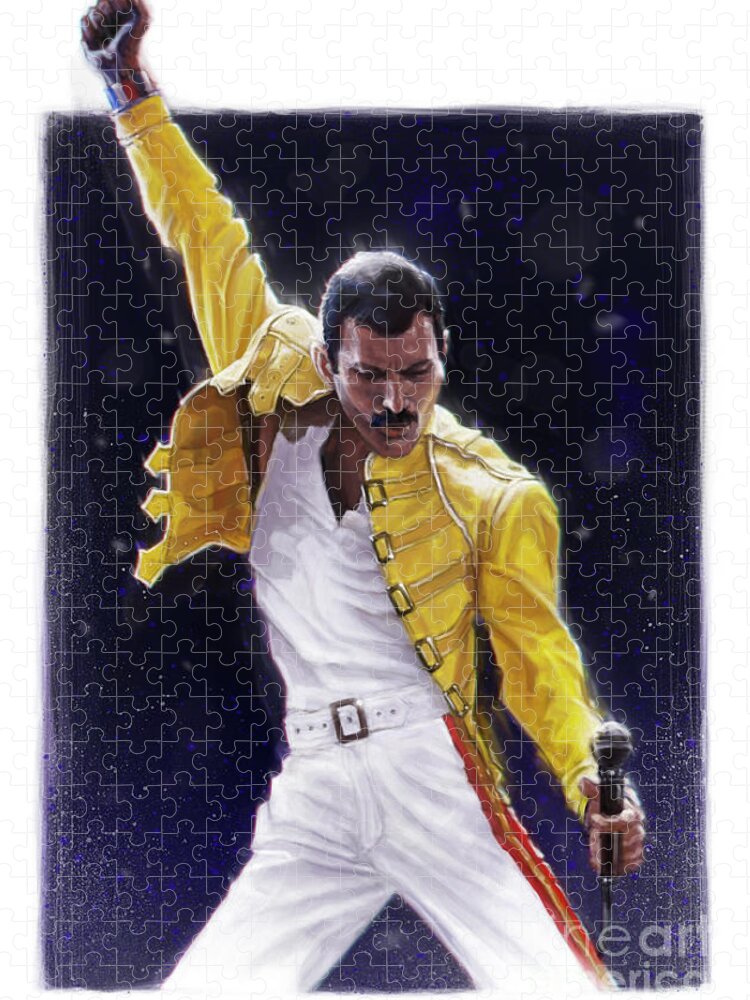 Freddie Mercury Jigsaw Puzzle featuring the digital art Classic Freddie by Andre Koekemoer