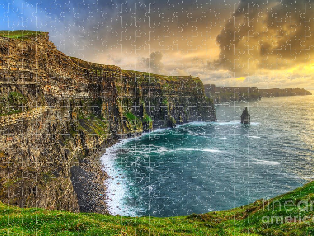 Big Jigsaw Puzzle featuring the photograph Cliffs Of Moher At Sunset Co Clare by Patryk Kosmider