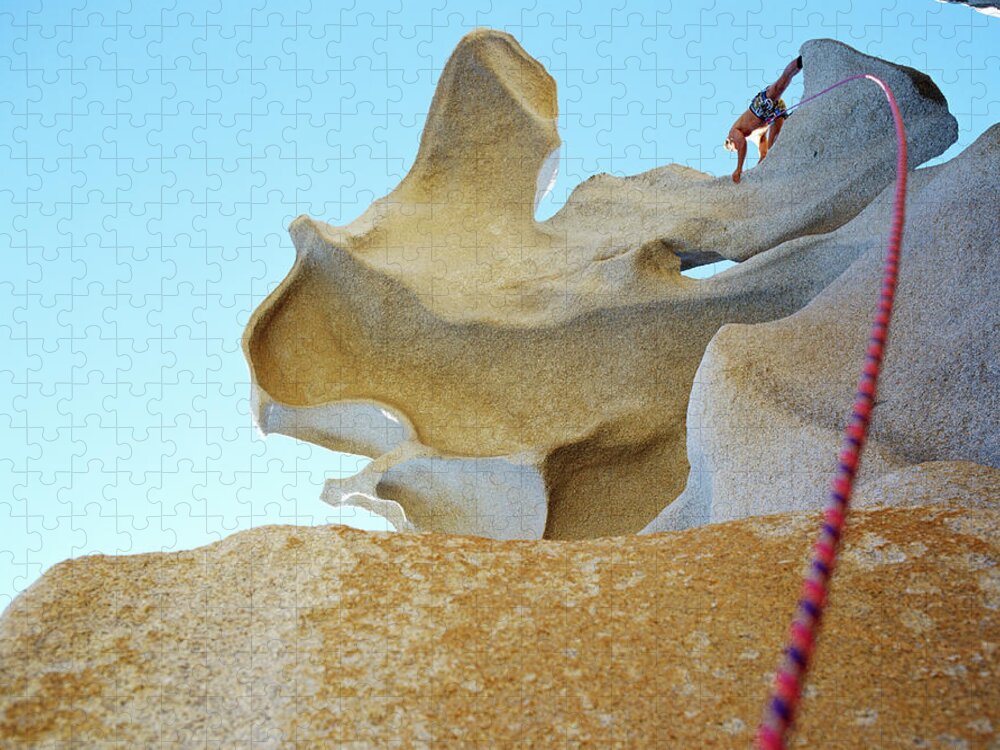 One Man Only Jigsaw Puzzle featuring the photograph Climber Scaling Overhanging Granite by Ascent/pks Media Inc.