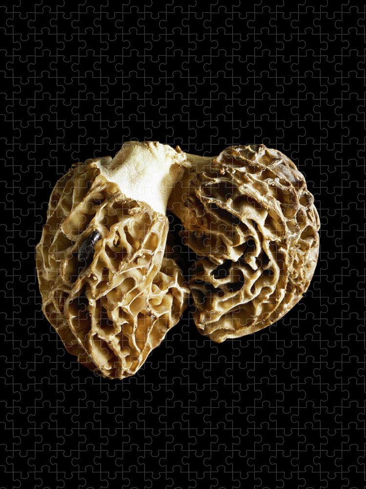 Edible Mushroom Jigsaw Puzzle featuring the photograph Close-up Of White Truffle On Black by Maren Caruso