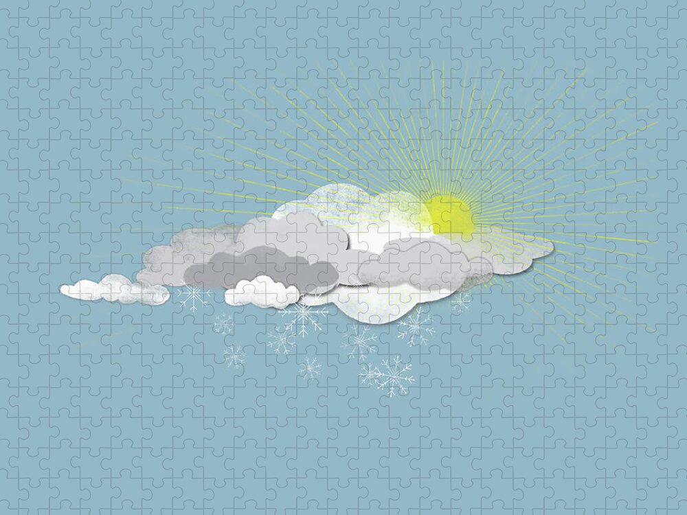 Part Of A Series Jigsaw Puzzle featuring the digital art Clouds, Sun And Snowflakes by Fstop Images - Jutta Kuss
