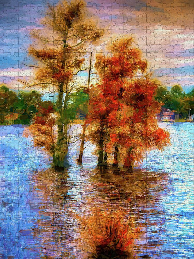 Autumn Jigsaw Puzzle featuring the painting Coastal Autumn in North Carolina AP by Dan Carmichael