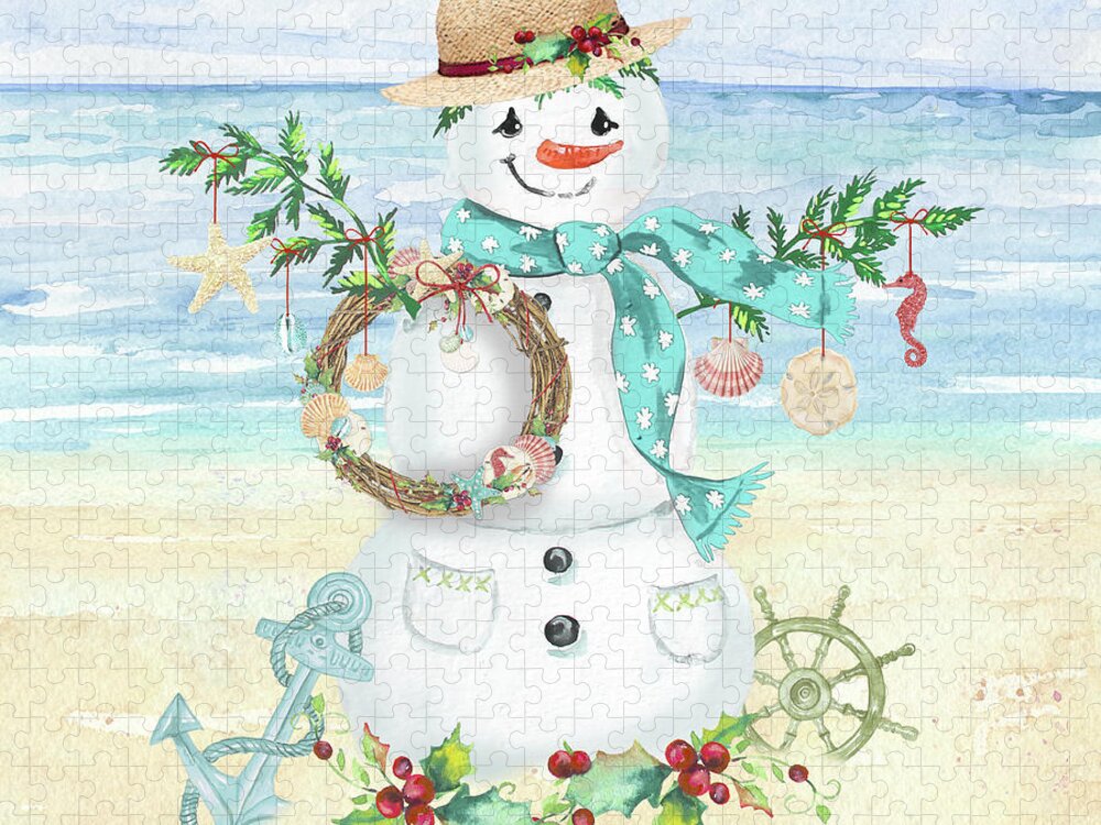 Coastal Jigsaw Puzzle featuring the painting Coastal Christmas F by Jean Plout