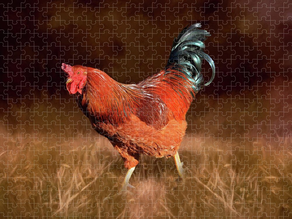 Rooster Jigsaw Puzzle featuring the photograph Cock-A-Doodle-Doo by Donna Kennedy