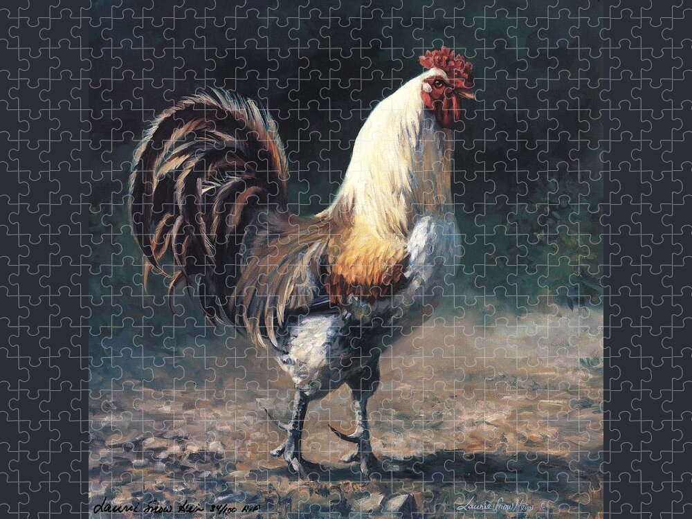 Cock Jigsaw Puzzle featuring the painting Cock of the walk by Laurie Snow Hein