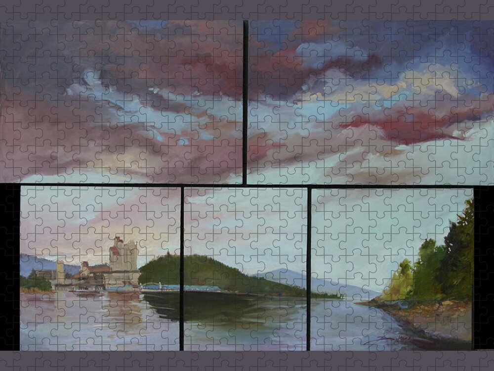 Coeur D' Alene Lake Jigsaw Puzzle featuring the painting Coeur d Alene Lake  North Idaho by Elizabeth - Betty Jean Billups