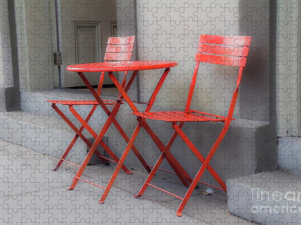 New Orleans Jigsaw Puzzle featuring the photograph Coffee table in red by Agnes Caruso