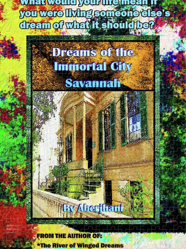 Book Cover Art Jigsaw Puzzle featuring the mixed media Collectible Dreaming Savannah Book Poster by Aberjhani