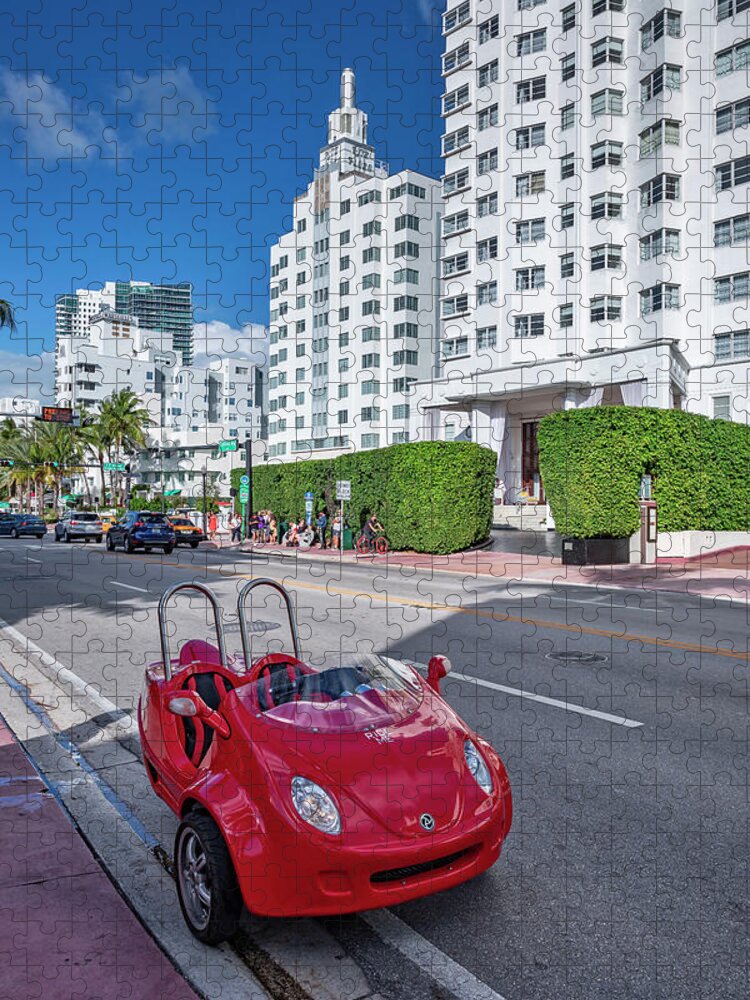 Estock Jigsaw Puzzle featuring the digital art Collins Avenue, Miami Fl by Lumiere
