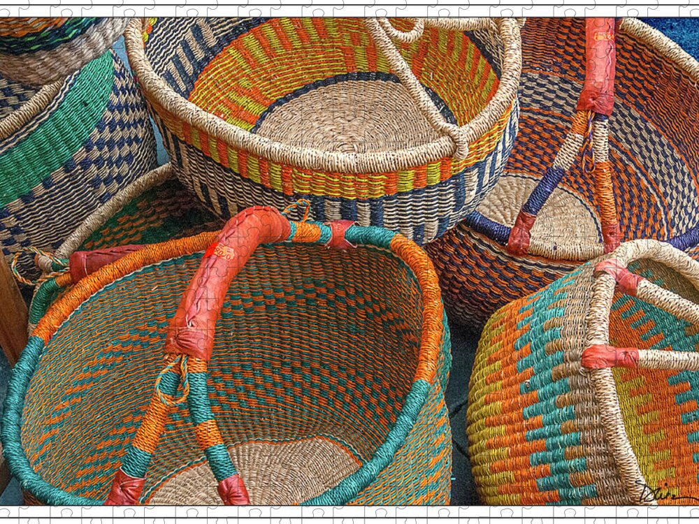 Baskets Jigsaw Puzzle featuring the photograph Colorful Baskets from Nurenberg Market by Peggy Dietz