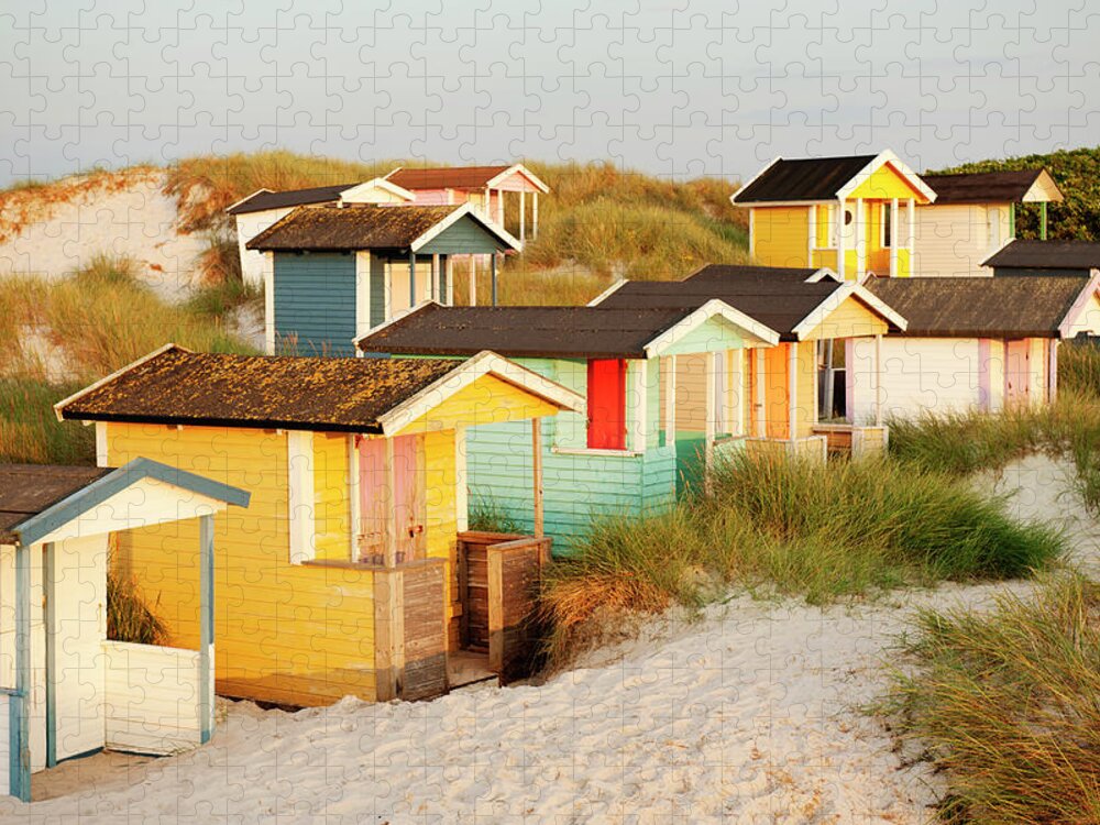 Tranquility Jigsaw Puzzle featuring the photograph Colorful Bathing Huts by Elliot Elliot