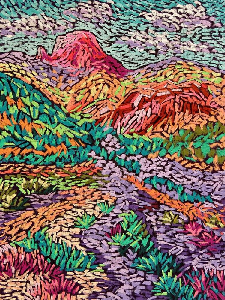Southwest Landscape Jigsaw Puzzle featuring the pastel Colorful Mountains by Candy Mayer