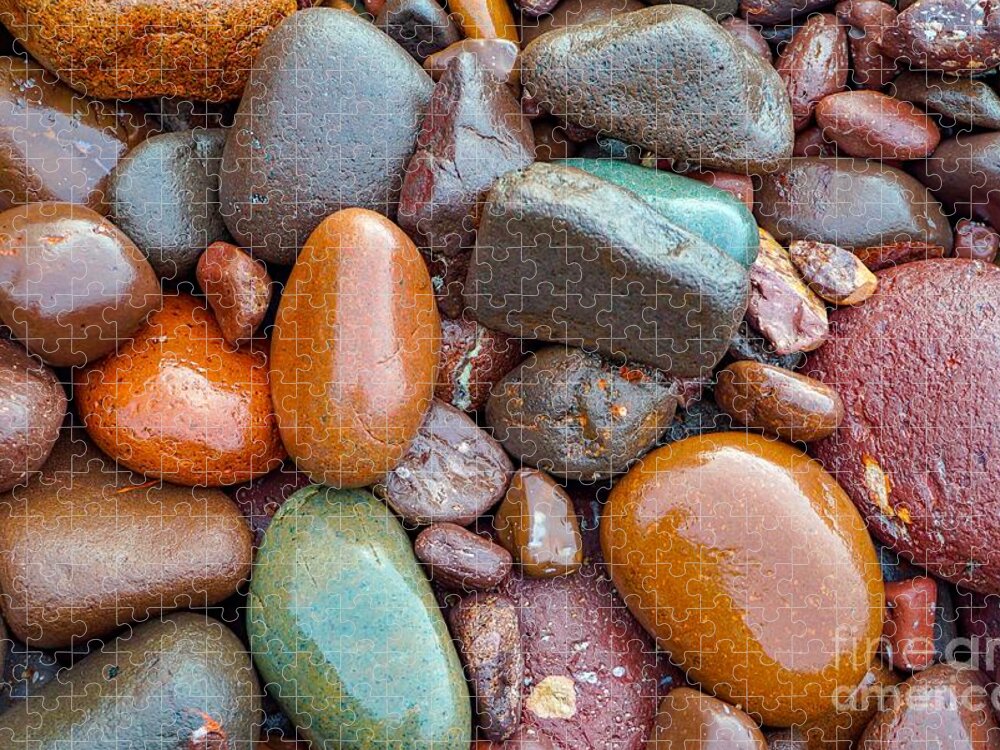 Stone Jigsaw Puzzle featuring the photograph Colorful Wet Stones by Susan Rydberg