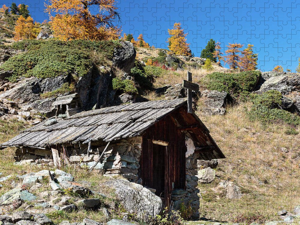 Mountain Landscape Jigsaw Puzzle featuring the photograph Colors of fall - 6 - French Alps by Paul MAURICE
