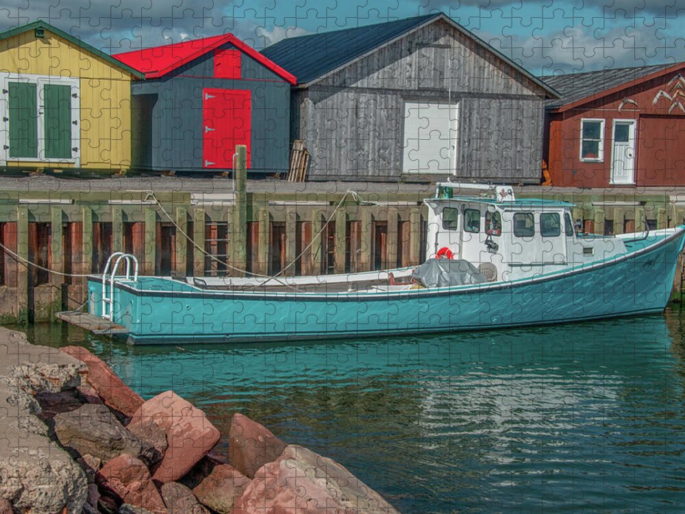 Graham Pond Jigsaw Puzzle featuring the photograph Colors of Graham Pond Dockside by Marcy Wielfaert