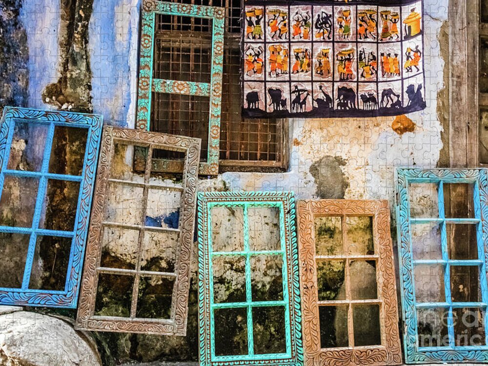 Frame Jigsaw Puzzle featuring the photograph Colorful window frames by Lyl Dil Creations