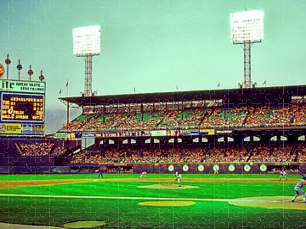 Comiskey Jigsaw Puzzle featuring the photograph Comiskey Park third and home by Tom Jelen