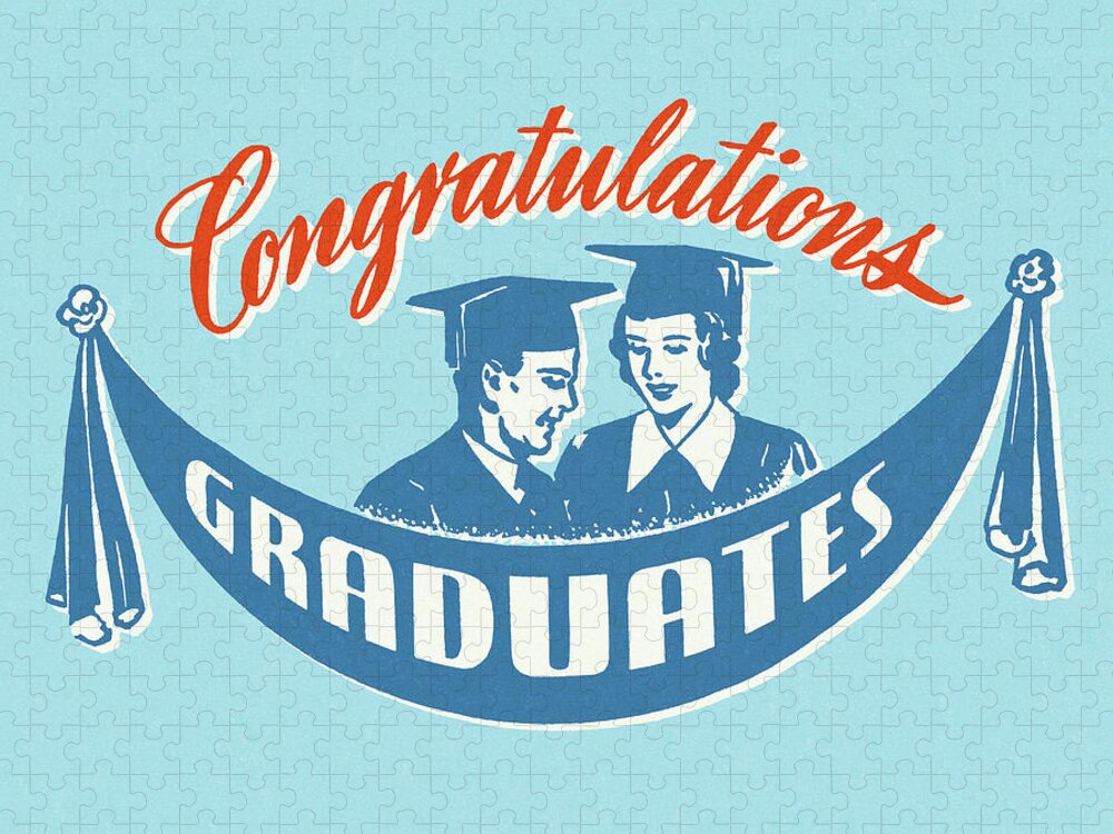 Accessories Jigsaw Puzzle featuring the drawing Congratulations Graduates by CSA Images